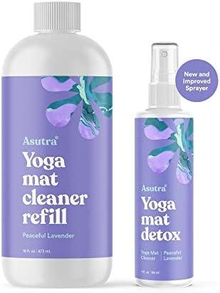         ASUTRA Yoga Mat Cleaner Spray (Peaceful Lavender), 4 fl oz - No Slippery Residue, Organic Essential Oils, Deep-Cleansing for Fitness Gear & Gym Equipment, Microfiber Towel Included       