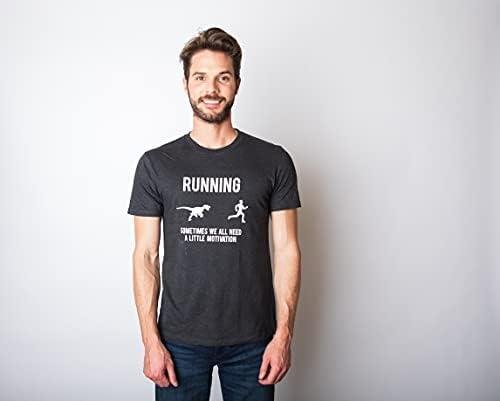         Mens Running Motivation Raptor Chase T Shirt Funny Dinosaur Tee Nerdy Graphic       