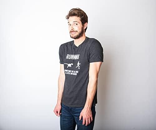         Mens Running Motivation Raptor Chase T Shirt Funny Dinosaur Tee Nerdy Graphic       