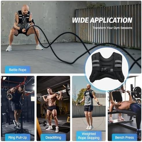         ZELUS Weighted Vest, 6lb/8lb/12lb/16lb/20lb/25lb/30lb Weight Vest with Reflective Stripe for Workout, Strength Training, Running, Fitness, Muscle Building, Weight Loss, Weightlifting       