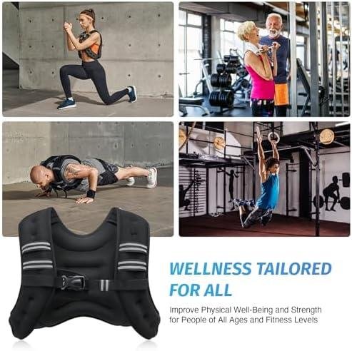         ZELUS Weighted Vest, 6lb/8lb/12lb/16lb/20lb/25lb/30lb Weight Vest with Reflective Stripe for Workout, Strength Training, Running, Fitness, Muscle Building, Weight Loss, Weightlifting       