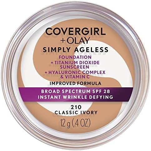 COVERGIRLOLAY Simply Ageless Instant Wrinkle-Defying Foundation 210 Classic Ivory 0.44 Fl Oz & Simply Ageless 3-in-1 Liquid Foundation Classic Ivory COVERGIRLOLAY Simply Ageless Instant Wrinkle-Defying Foundation 210 Classic Ivory 0.44 Fl Oz & Simply Ageless 3-in-1 Liquid Foundation Classic Ivory