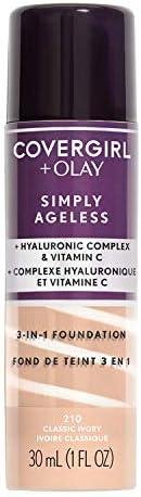 COVERGIRLOLAY Simply Ageless Instant Wrinkle-Defying Foundation 210 Classic Ivory 0.44 Fl Oz & Simply Ageless 3-in-1 Liquid Foundation Classic Ivory COVERGIRLOLAY Simply Ageless Instant Wrinkle-Defying Foundation 210 Classic Ivory 0.44 Fl Oz & Simply Ageless 3-in-1 Liquid Foundation Classic Ivory