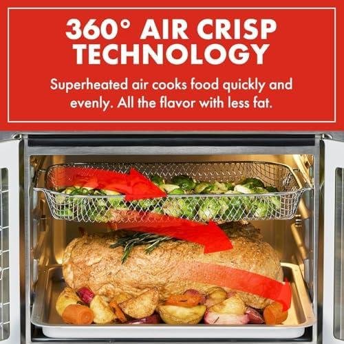 Emeril Lagasse Extra Large French Door Air Fryer Toaster Oven Combo, 24 Cooking Functions and Digital Controls, 7 Accessories Included, Stainless Steel Finish, 26QT Capacity Emeril Lagasse Extra Large French Door Air Fryer Toaster Oven Combo, 24 Cooking Functions and Digital Controls, 7 Accessories Included, Stainless Steel Finish, 26QT Capacity