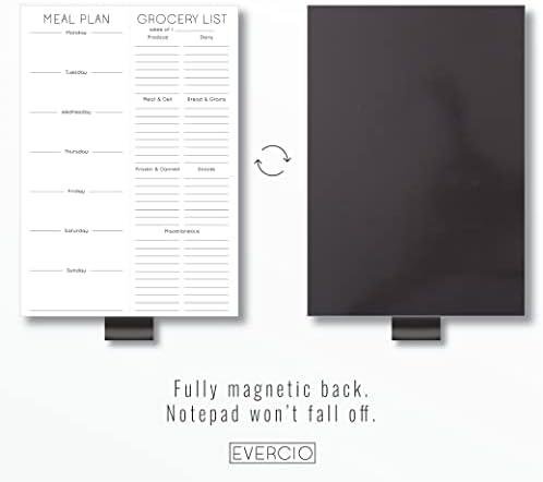         Evercio Meal Plan & Grocery List Magnetic Notepad for Refrigerator | For Shopping Lists Planner Organizer Memo Note Pad for Fridge | Kitchen Gift for Mother, Girlfriend | 7x10 Inches, 52 Sheets       