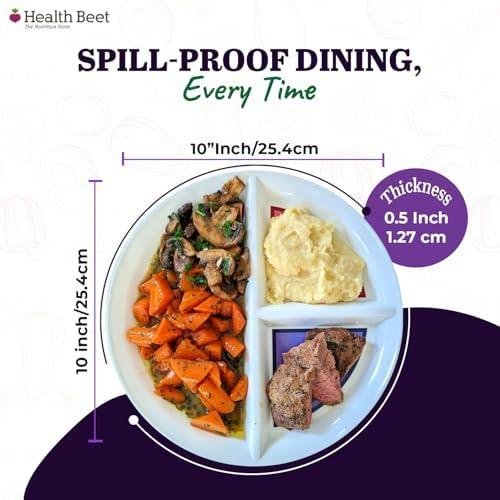 Health Beet 10 Diabetic Portion Control Plate for Balanced Eating -3 Divided Sections for Veggies Carbs & Protein - Microwave & Dishwasher Safe Bariatric Sectioned Plates for Adults & Kids - 1 Pack Health Beet 10 Diabetic Portion Control Plate for Balanced Eating -3 Divided Sections for Veggies Carbs & Protein - Microwave & Dishwasher Safe Bariatric Sectioned Plates for Adults & Kids - 1 Pack