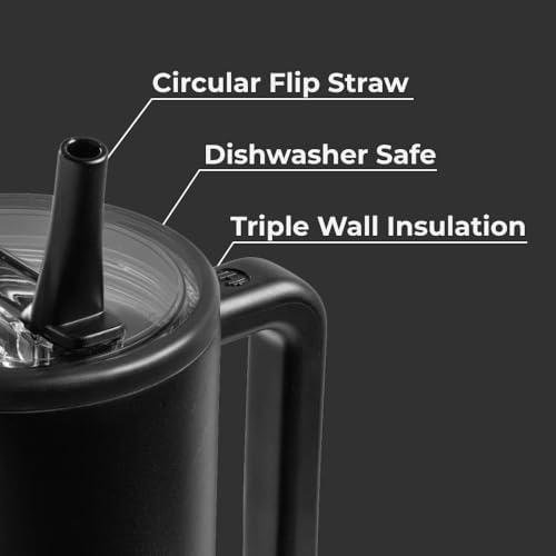HydroJug Traveler - 40 oz Water Bottle with Handle & Flip Straw - Fits in Cup Holder, Leak Resistant Tumbler-Reusable Insulated Stainless Steel & Rubber Base - Gifts for Women & Men, Black HydroJug Traveler - 40 oz Water Bottle with Handle & Flip Straw - Fits in Cup Holder, Leak Resistant Tumbler-Reusable Insulated Stainless Steel & Rubber Base - Gifts for Women & Men, Black