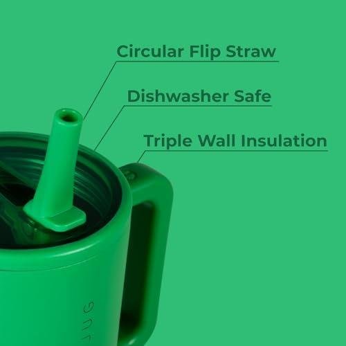        HydroJug Traveler - 40 oz Water Bottle with Handle & Flip Straw - Fits in Cup Holder, Leak Resistant Tumbler-Reusable Insulated Stainless Steel & Rubber Base - Gifts for Women & Men, Clover       