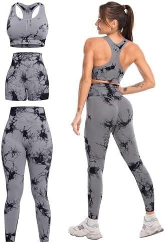 3 Piece Workout Sets for Women Butt Lifting Leggings with High Impact Sports Bra Gym Shorts 3 Piece Workout Sets for Women Butt Lifting Leggings with High Impact Sports Bra Gym Shorts