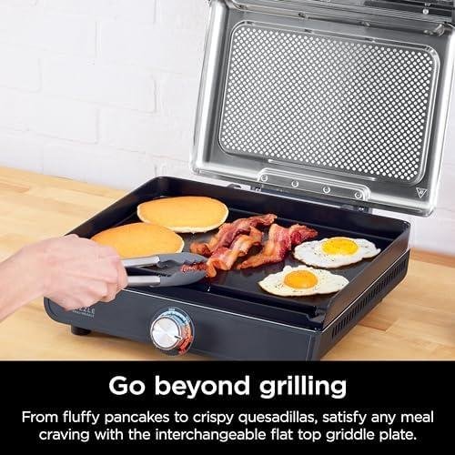 Ninja Griddle and Indoor Grill, 14’’, Electric Grill, For Steak, Burgers, Salmon, Veggies, and More, Pancake Griddle, Nonstick, Dishwasher Safe, 500F, Even Cooking, Silver, GR101 Ninja Griddle and Indoor Grill, 14’’, Electric Grill, For Steak, Burgers, Salmon, Veggies, and More, Pancake Griddle, Nonstick, Dishwasher Safe, 500F, Even Cooking, Silver, GR101