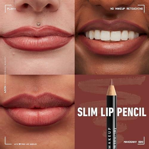         NYX PROFESSIONAL MAKEUP Slim Lip Pencil, Long-Lasting Creamy Lip Liner - Mahogany       