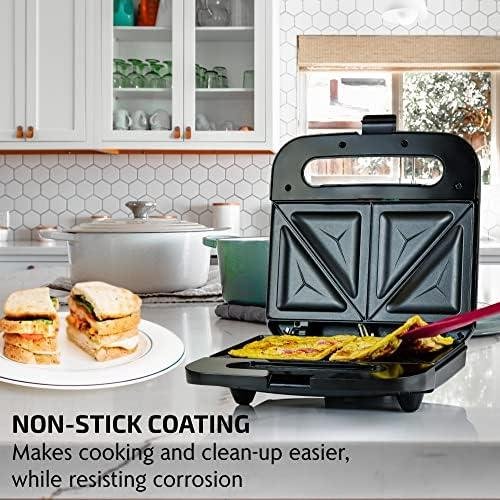         OVENTE Electric Sandwich Maker with Non-Stick Plates, Indicator Lights, Cool Touch Handle, Easy to Clean and Store, Perfect for Cooking Breakfast, Grilled Cheese, Tuna Melts and Snacks, Black GPS401B       
