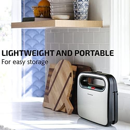         OVENTE Electric Sandwich Maker with Non-Stick Plates, Indicator Lights, Cool Touch Handle, Easy to Clean and Store, Perfect for Cooking Breakfast, Grilled Cheese, Tuna Melts and Snacks, Black GPS401B       