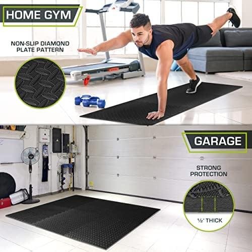        ProsourceFit Puzzle Exercise Mat ½ in, EVA Interlocking Foam Floor Tiles for Home Gym, Mat for Home Workout Equipment, Floor Padding for Kids, Black, 24 in x 24 in x ½ in, 24 Sq Ft - 6 Tiles       