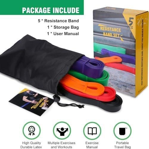 Resistance Bands, Pull Up Assist Bands - Workout Bands, Eexercise Bands, Long Resistance Bands Set for Working Out, Fitness, Training, Physical Therapy for Men Women Resistance Bands, Pull Up Assist Bands - Workout Bands, Eexercise Bands, Long Resistance Bands Set for Working Out, Fitness, Training, Physical Therapy for Men Women