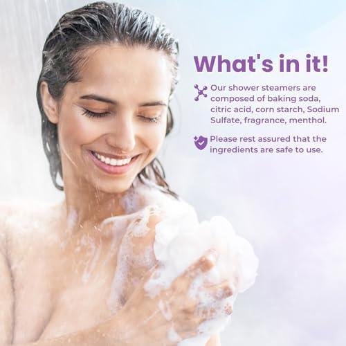         Shower Steamers 8 Scents - Shower & Bath Bombs with Organic & Natural Fragrances for Teens and Adults - Birthday, Mother's Day Gift for Women Who Have Everything（Purple）       