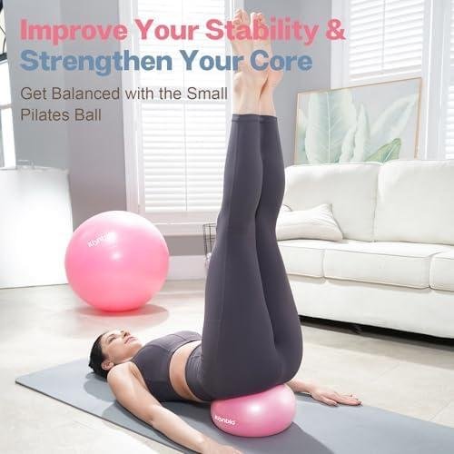         Small Exercise Ball, 9 Inch Mini Pilates Ball, Anti Burst and Slip Resistant Mini Yoga Ball for Stability, Fitness, Physical Therapy, Stretching & Core Strength Workout at Home Gym & Office       
