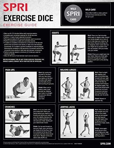         SPRI Exercise Dice (6-Sided) - Game for Group Fitness & Exercise Classes - Includes Push Ups, Squats, Lunges, Jumping Jacks, Crunches & Wildcard (Includes Carrying Bag)       