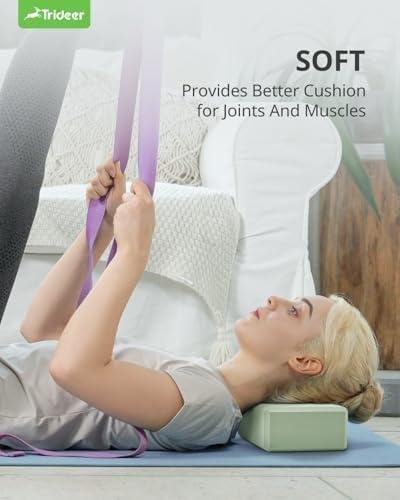 Trideer Yoga Blocks 2 Pack, Soft Non-Slip Foam Blocks with Beveled Edges for Alignment and Stretching in Yoga, Pilates, and Dance - Supportive, Lightweight, Odor Resistant, Latex-Free Trideer Yoga Blocks 2 Pack, Soft Non-Slip Foam Blocks with Beveled Edges for Alignment and Stretching in Yoga, Pilates, and Dance - Supportive, Lightweight, Odor Resistant, Latex-Free