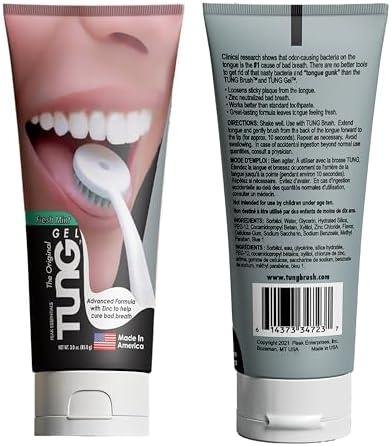         Tung Tongue Cleaning Kit, Tung Brush and Gel, Bad Breath Odor Eliminator, Halitosis Defense, USA Made (Set of 1)       