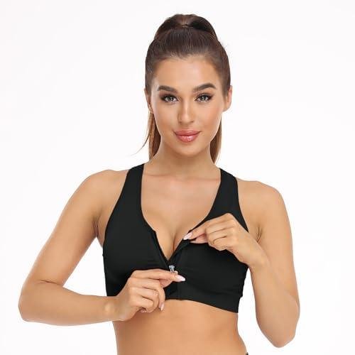 Women's Zip Front Sports Bra Wireless Post-Surgery Bra Active Yoga Sports Bras Women's Zip Front Sports Bra Wireless Post-Surgery Bra Active Yoga Sports Bras