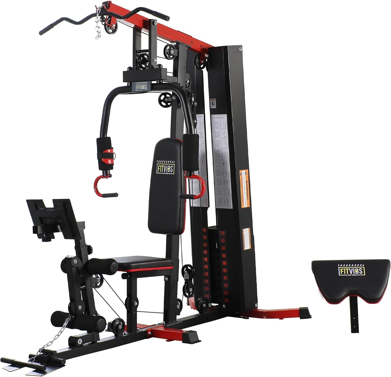 Fitvids Multifunctional Home Gym Equipment with Weight Stack, Full Body Workout Weight Machine Station, All in One Exercise Equipment with Pulley System & Seated Rowing for Home Gym Strength Training