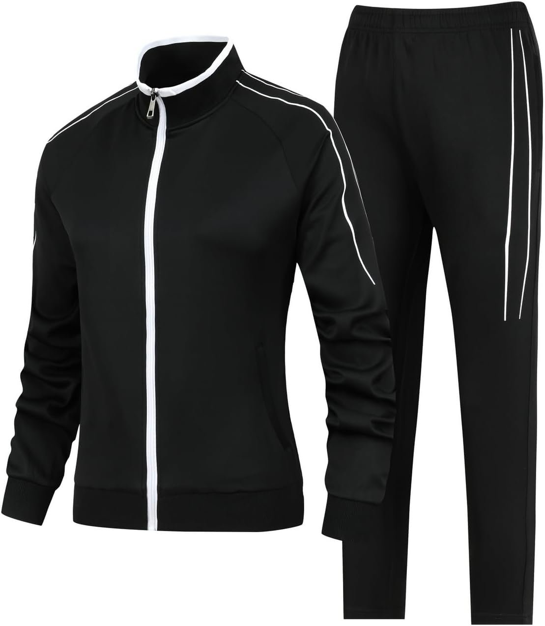 Women's 2 Pieces Athletic Tracksuit Full-Zip Workout Sweatsuit with Active Jackets and Pants