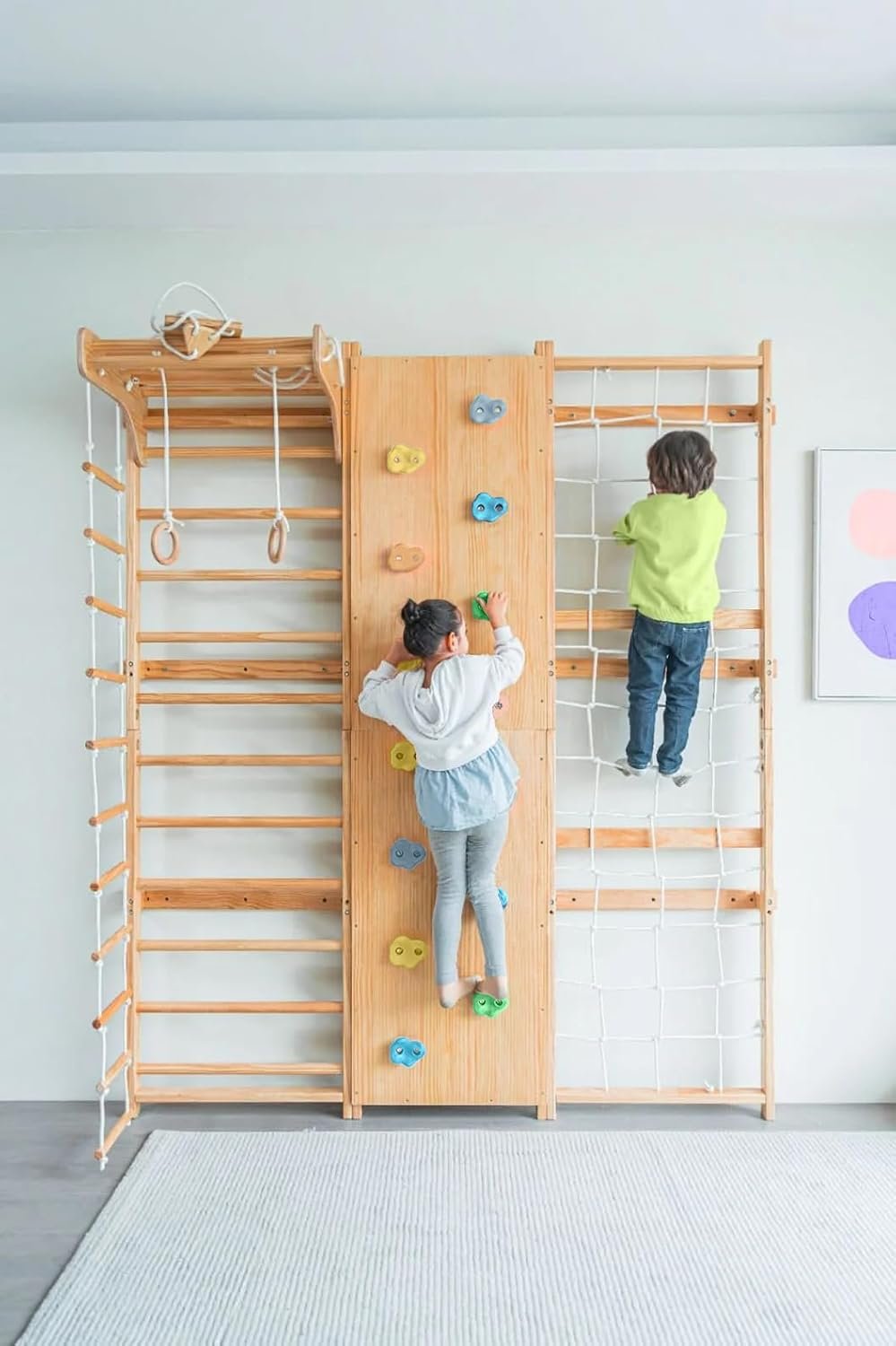 Avenlur Walnut 9-in-1 Swedish Ladder Wall Gym Set