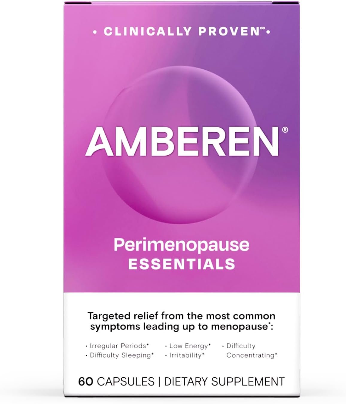 Amberen Perimenopause, Peri-Menopause Multi-Symptom Relief, Vitamin B, Vitamin E & Antioxidants Supplement, Clinically Shown to Help Support Hormone Balance, Hot Flashes & Night Sweats, 60 Count