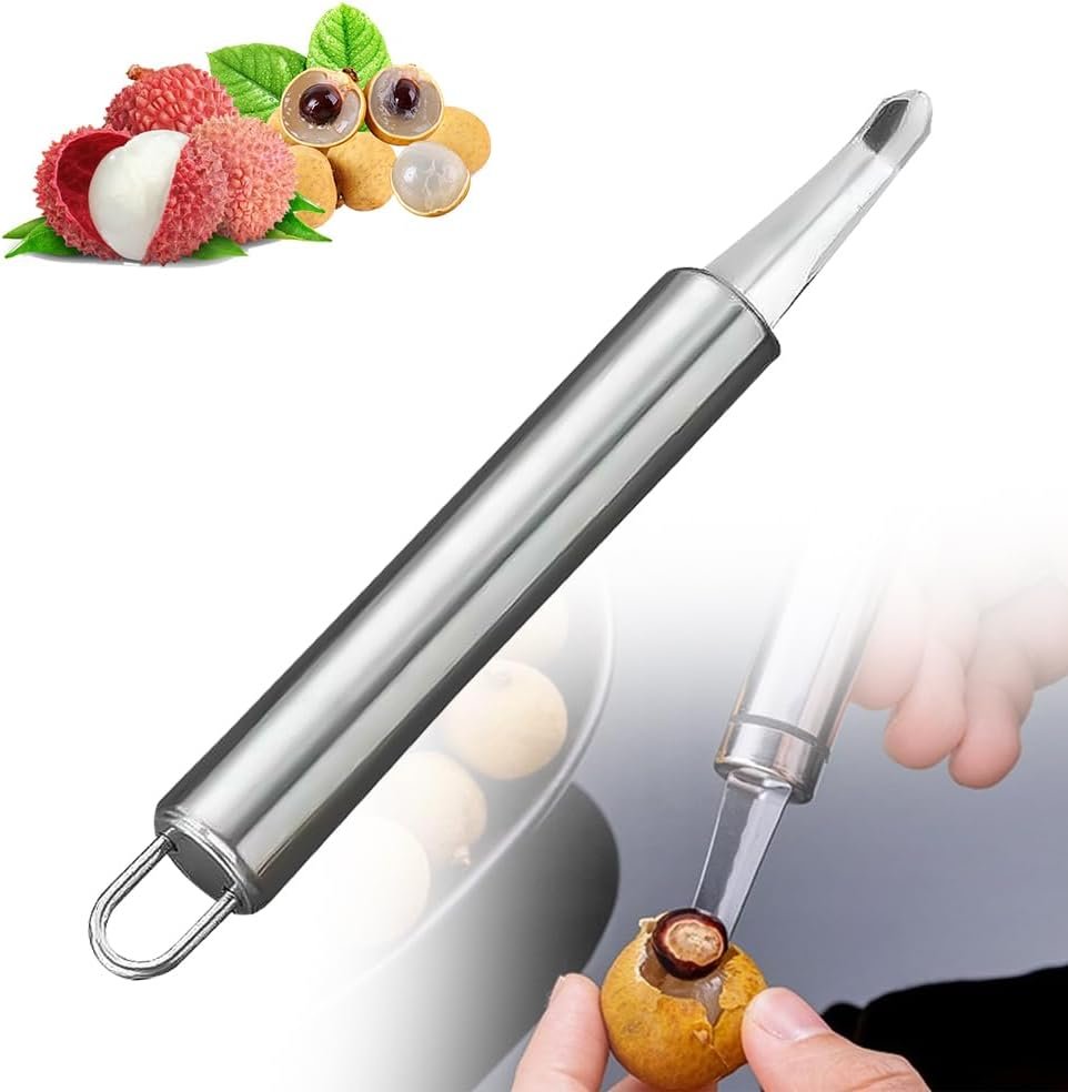 Longan Core Pitter and Fruit Corer Tool, Stainless Steel, Portable, Kitchen Gadget for Fruit and Vegetable