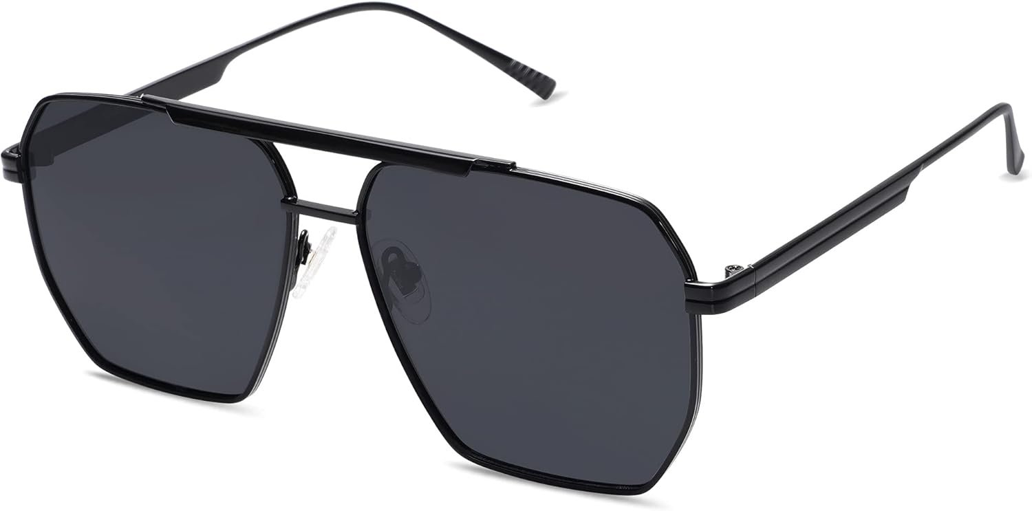 SOJOS Retro Oversized Square Polarized Sunglasses for Women Men Vintage Shades Classic Large Metal Sun Glasses