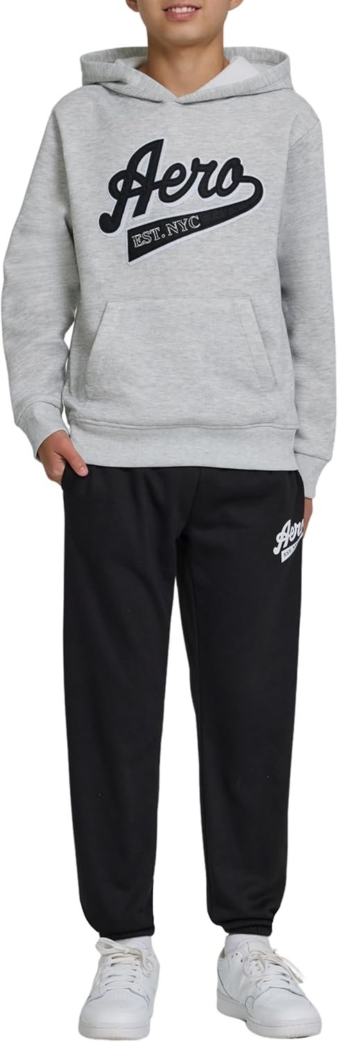 AEROPOSTALE Boys 2 Piece Outfit - Pullover Hoodie and Athletic Pants, Youth Jogger Sweatpants and Sweatshirt, Sizes 4-12