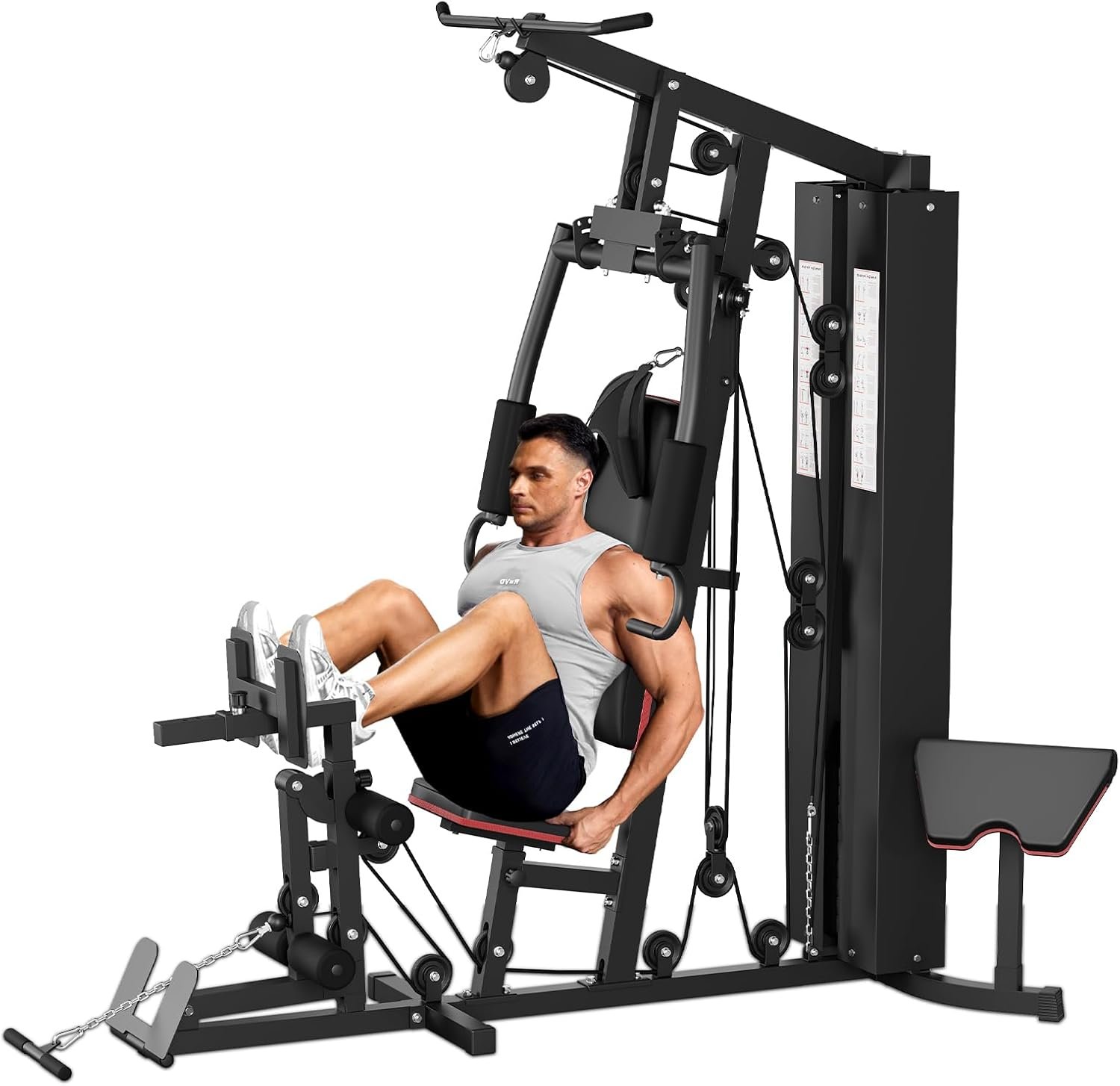 Multifunctional Home Gym Equipment Full Body Workout Machine with 150LBS Weight Stack, Exercise Equipment with Pulley System