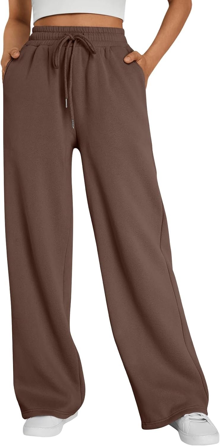 Trendy Queen Womens Wide Leg Fleece Lined Sweatpants Winter Baggy Lounge Travel Pants Fashion Outfits 2025 Joggers Clothes