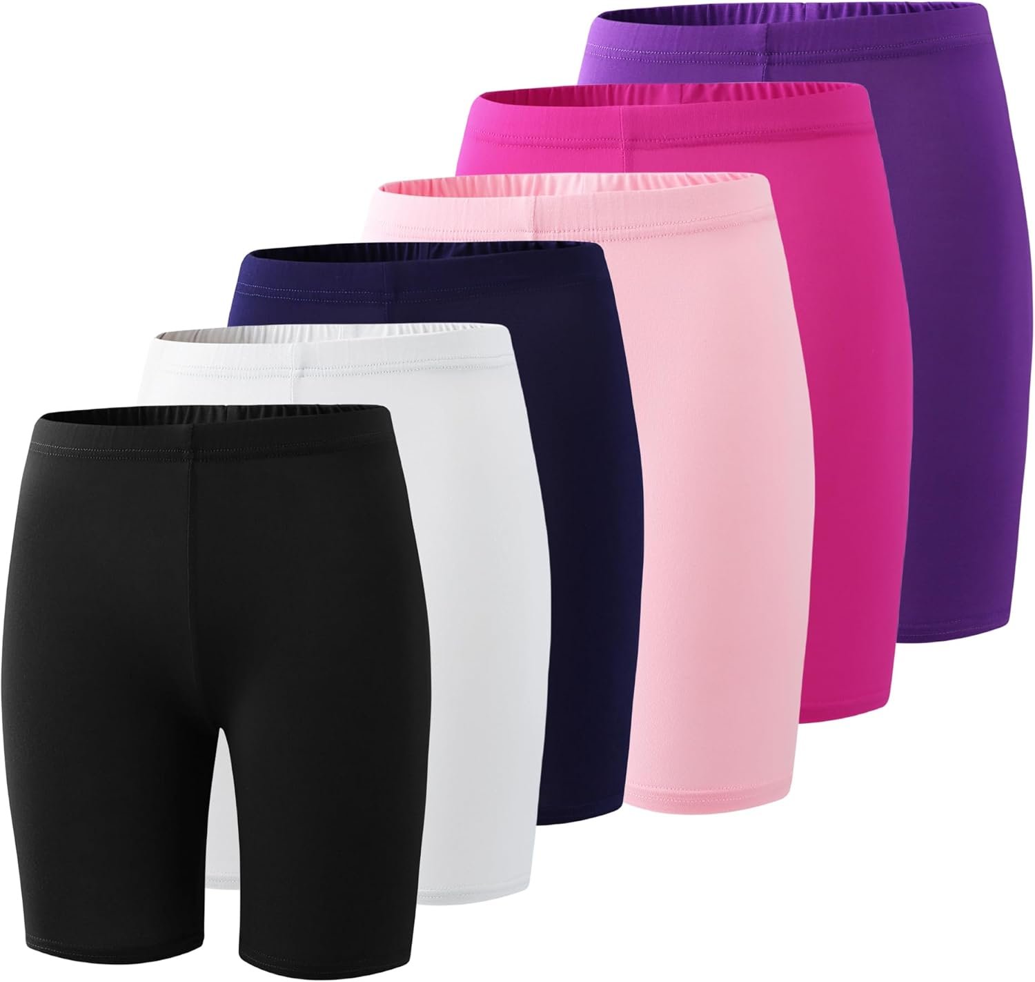 6-Pack Girls' Compression Spandex Shorts for 4-12Years | Athletic Wear for Gym, Dance, Yoga, Volleyball & Bike Riding