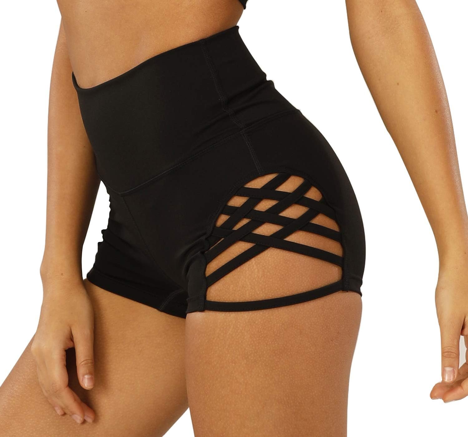 Women's Workout Athletic High Waisted Butt Lifting Bandage Sports Gym Yoga Booty Shorts