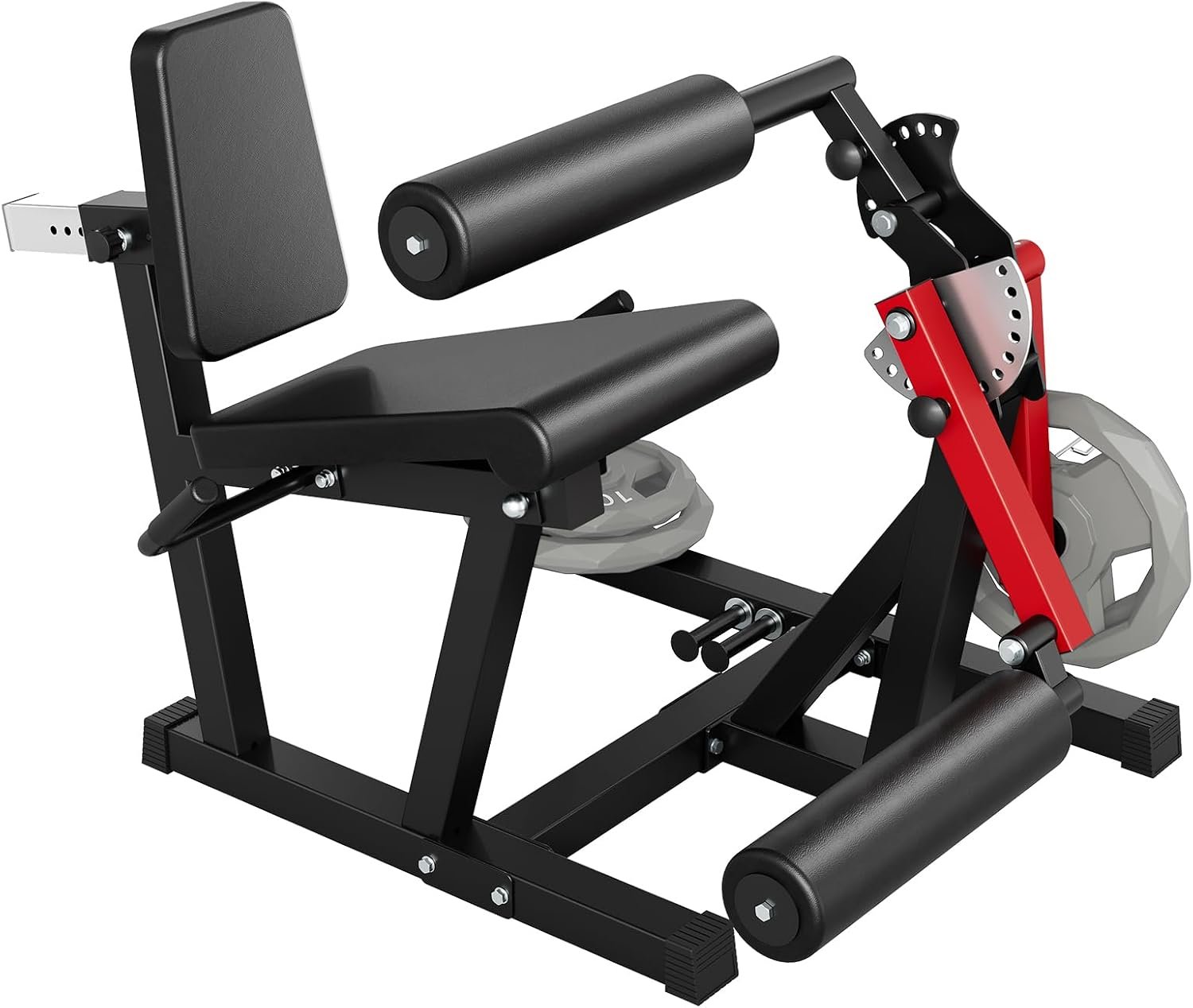 Garvee Leg Extension and Curl Machine, 4-in-1 Leg Press Machines for Home Gym, 700Lbs Weight Capacity Adjustable Workout Equipment, Exercise Bench for Lower Body (Red and Black)
