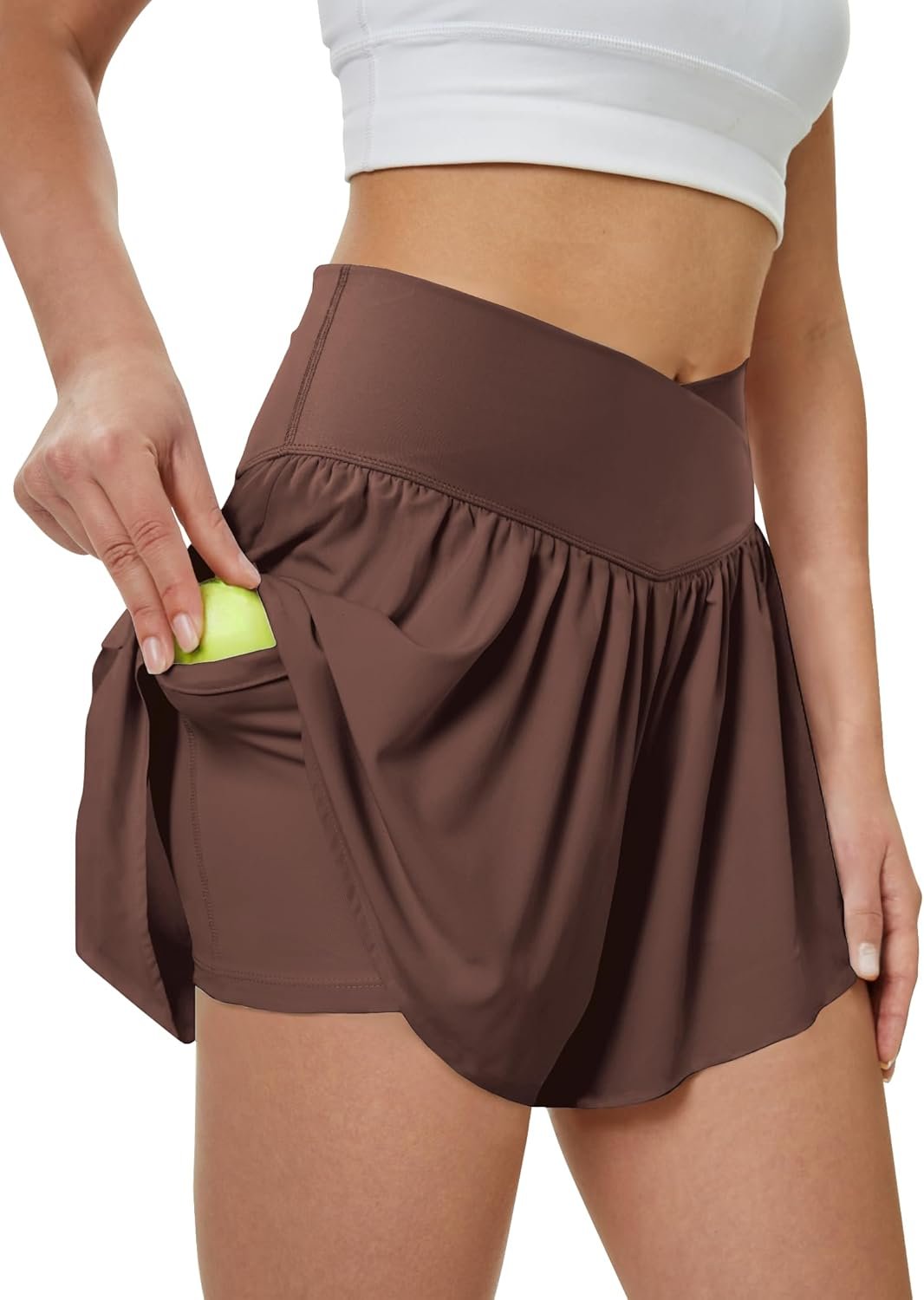 Women's Athletic Running Shorts with Pockets Crossover Butterfly Flowy Shorts Cute Summer Skorts