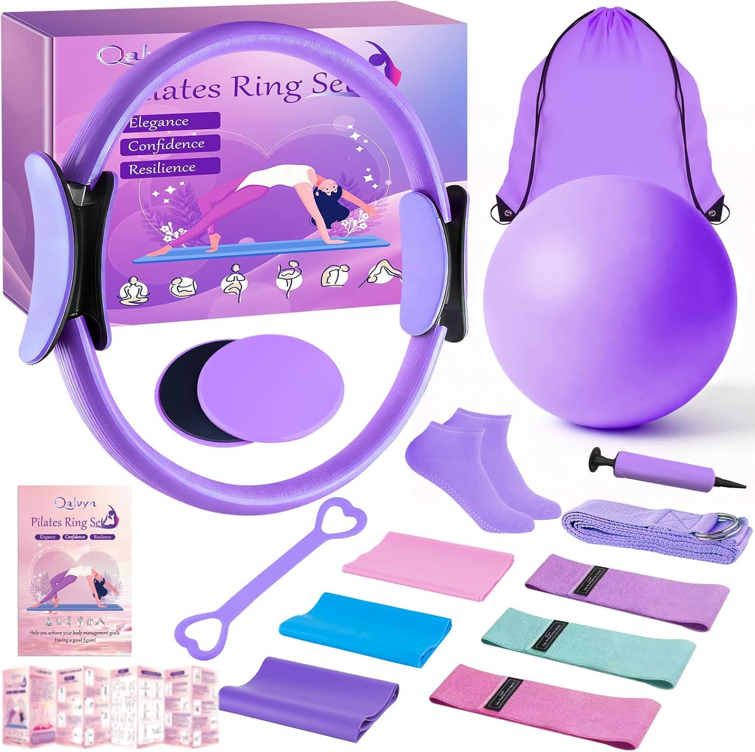 Pilates Equipment Kit For Women, Home Pilates Kit With 15