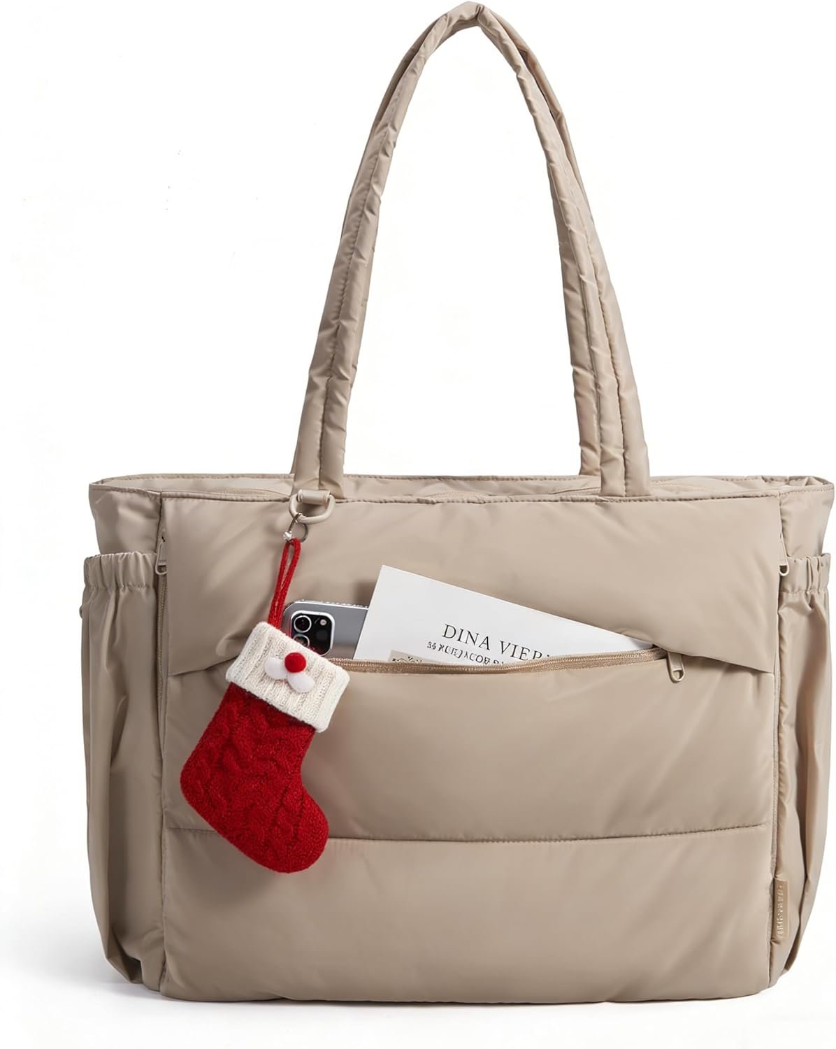 BAGSMART Puffy Tote Bag for Women, 22L Gym Bag for 40oz Tumbler, Work Handbag for Travel Yoga Tennis College