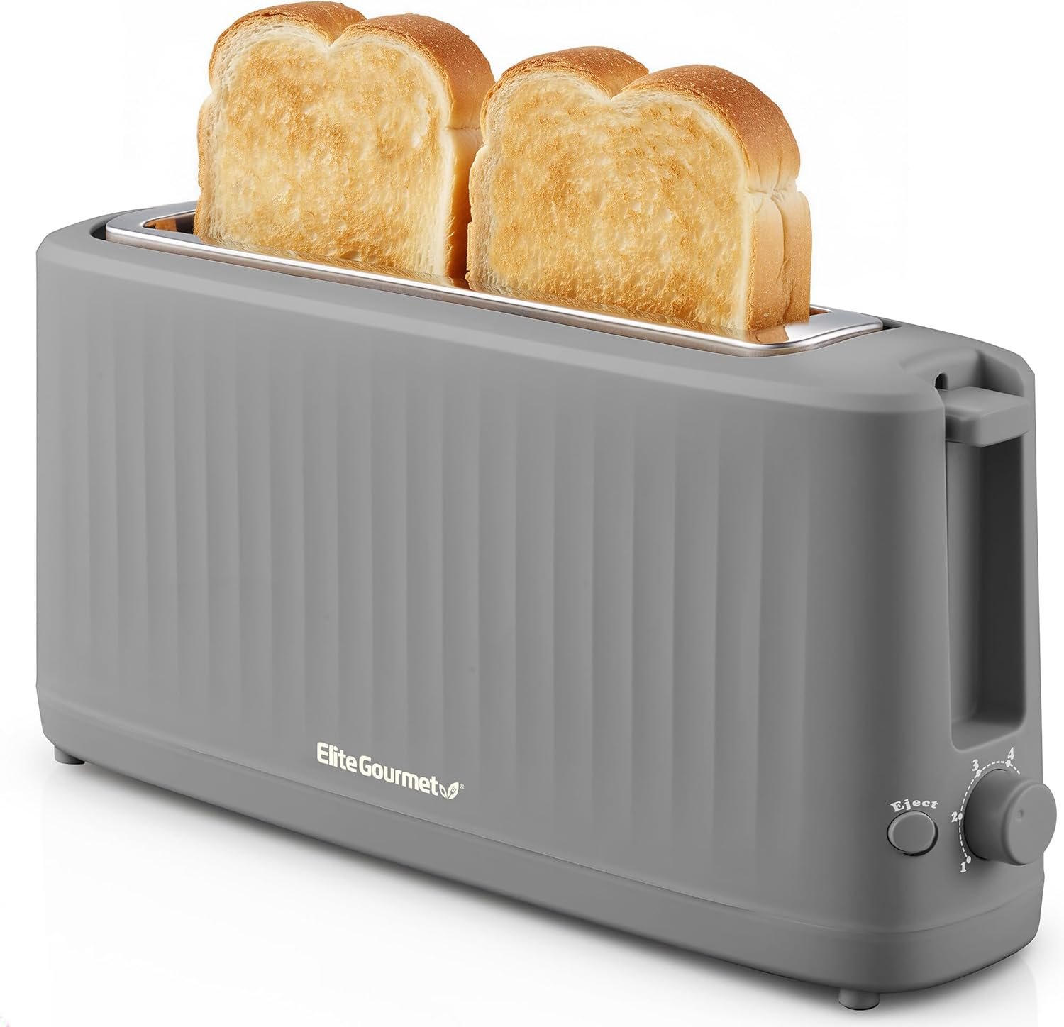 Elite Gourmet ECT2517G SLIMTOAST™ 2-Slice, Long Slot Toaster, Cool-touch Body, 6 Toast Settings & Cancel Function, Extra Wide 1.5” Slot Easily Fits Breads, English Muffins, Bagels & Waffles, Grey