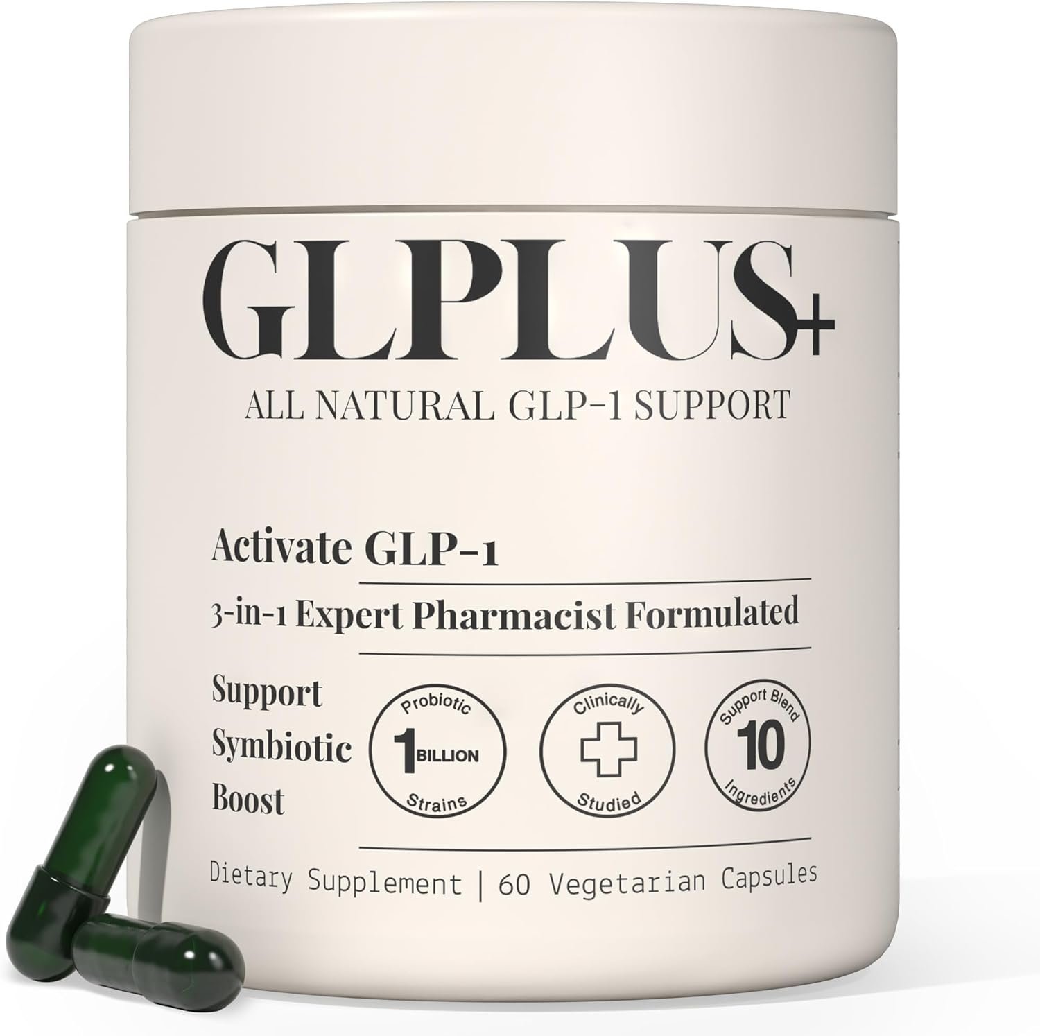 Plus+Ultra GLP-1 Supplement for Women and Men | Hunger & Metabolism Support - Pharmacist Formulated Support | GLP1 Probiotic and Prebiotic (60 Capsules)