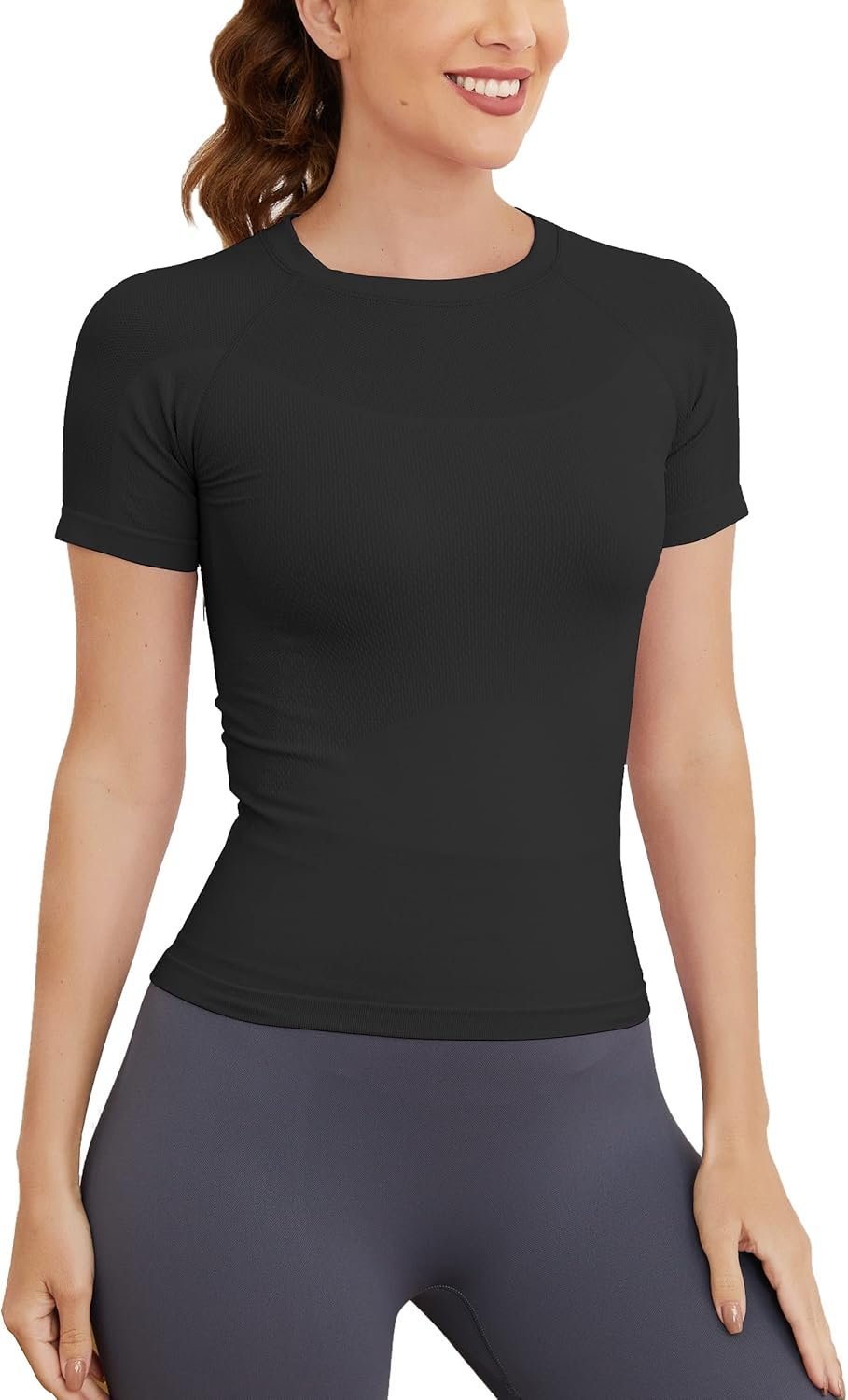 MathCat Short Sleeve Workout Tops for Women, Seamless Workout Shirts for Women, Yoga Athletic Shirts Soft Gym Tops