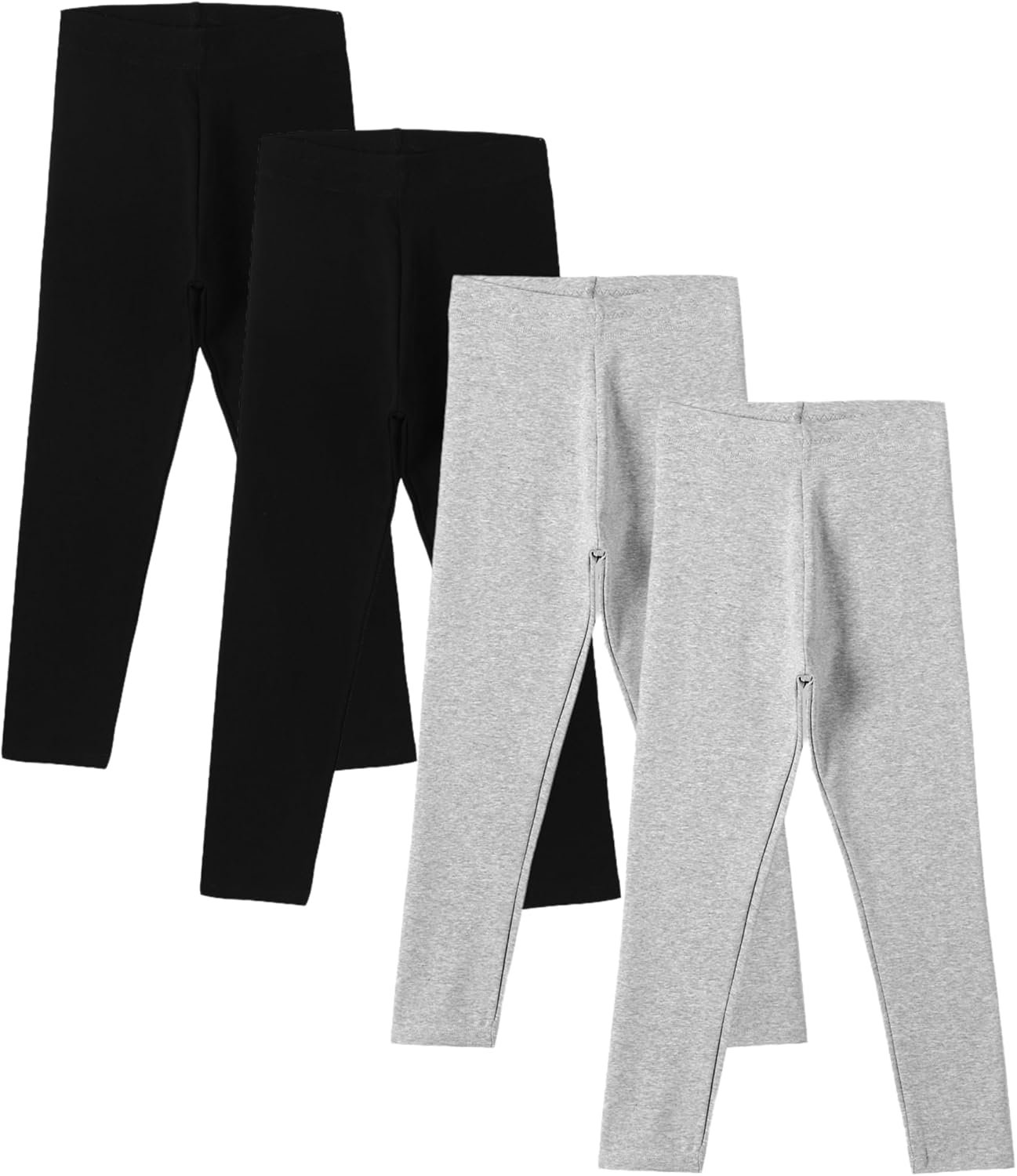 4 Pack Girls Cotton Leggings Stretchy Yoga Pants Kids Soft Full Length Solid Leggings
