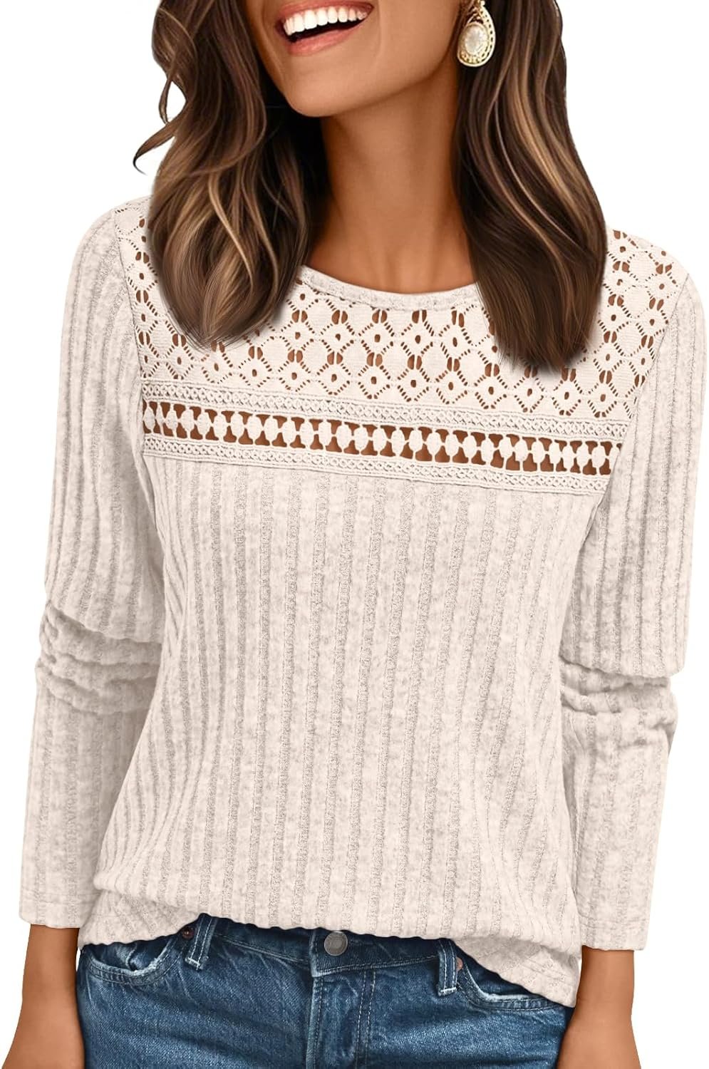 AUTOMET Womens Lace Long Sleeve Shirt Fall Top Fashion Dreesy Casual Tunic Sweaters Mesh Clothes Trendy Work Cute Outfits