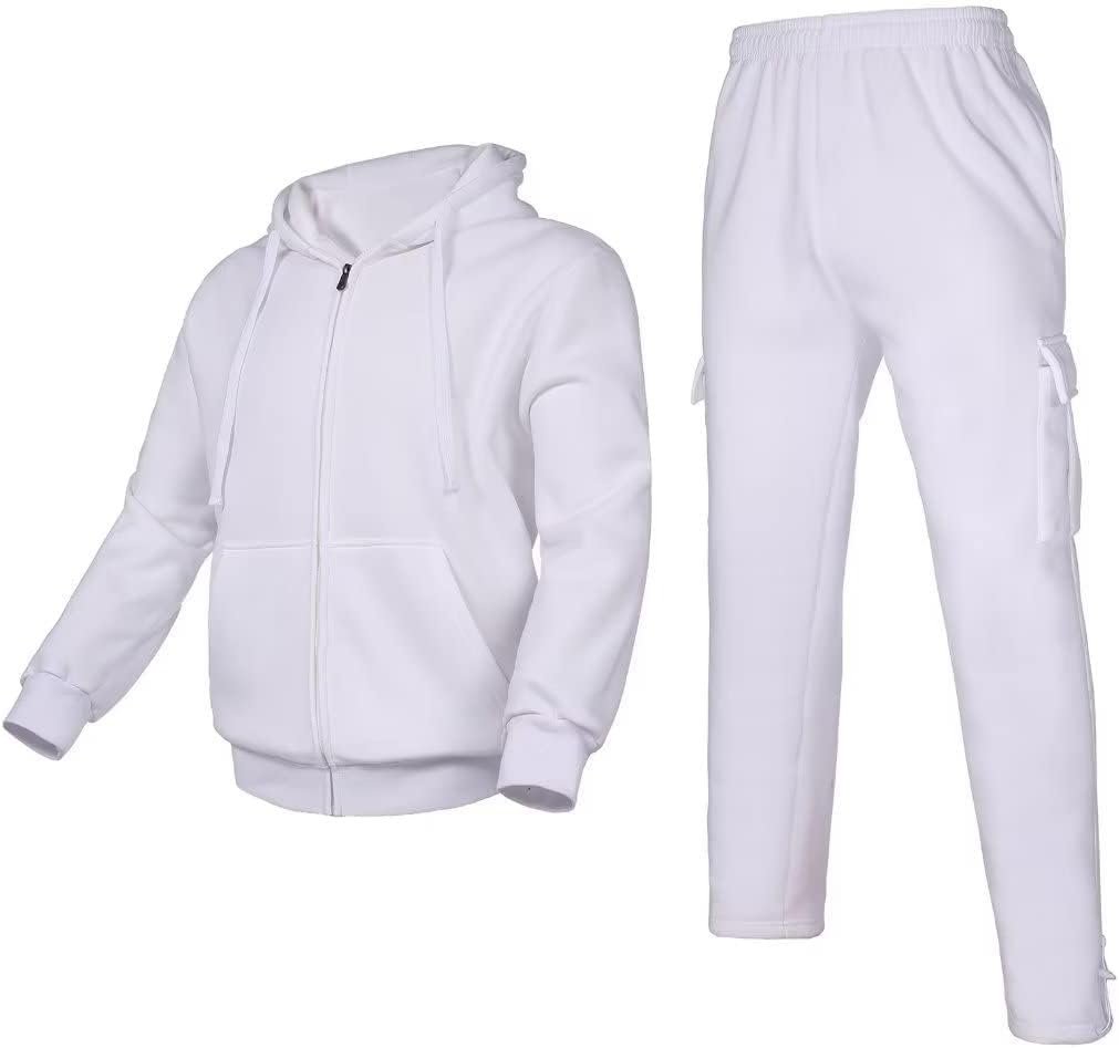 Men's Tracksuit Sets Outfit Activewear Full Zip Fleece Hoodie Jacket Cargo Sweatpant 2 Piece Casual Sweatsuit