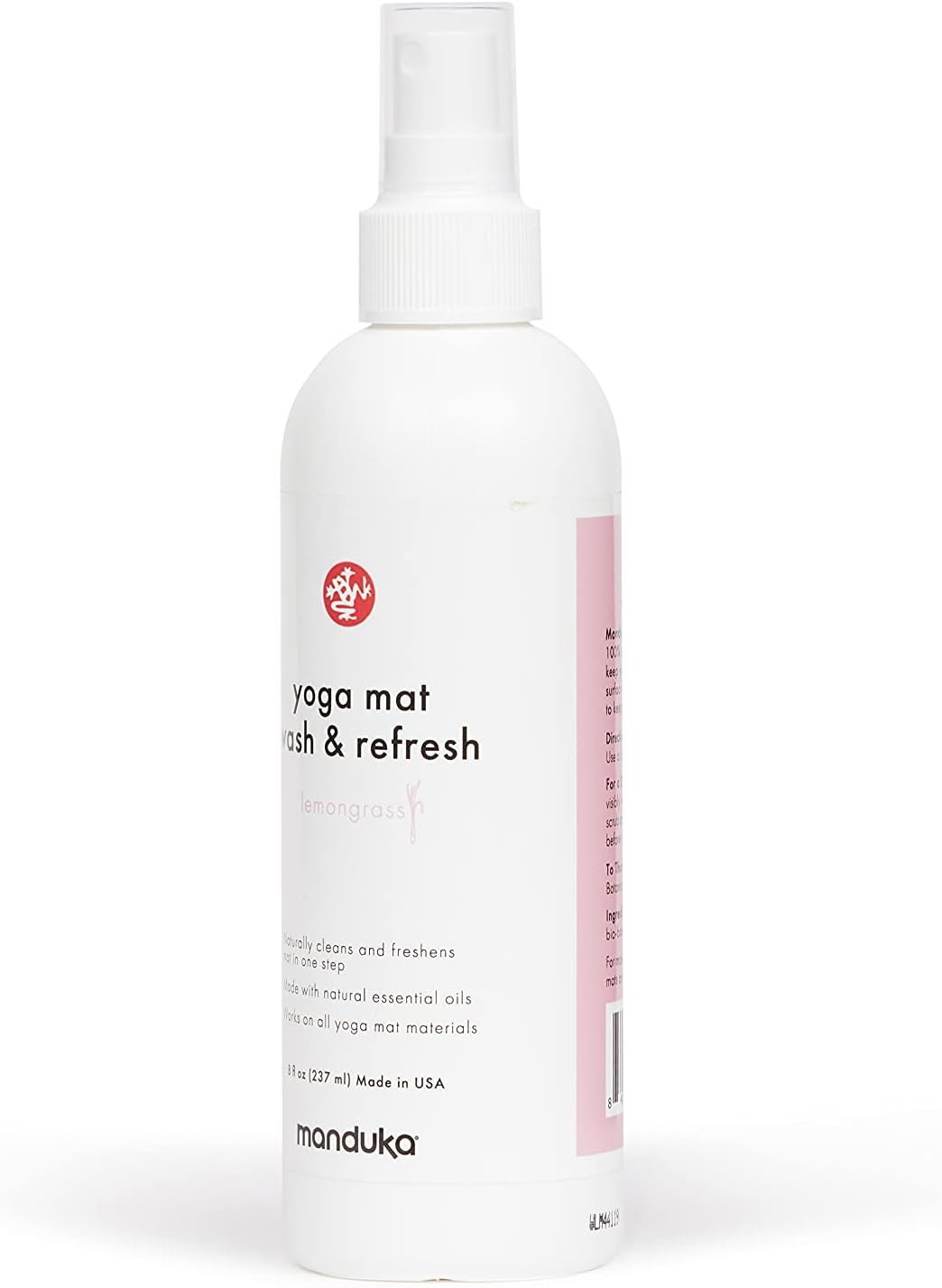 Manduka Yoga Mat Wash and Refresh – 100% Natural Essential Oil Yoga Mat Cleaning Spray, Fitness Equipment and Gym Accessories Cleaner, Non-irritating, Pet Friendly | Lemongrass Scent, 8 oz