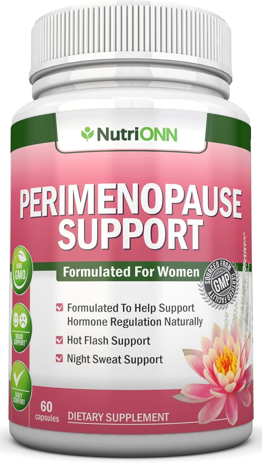 Perimenopause Supplement for Women - Natural Support for Hot Flashes & Night Sweats - Improved Mood & Sleep - 11 Herbal Ingredients with Black Cohosh & Red Clover - Hormone Balance - Non-GMO