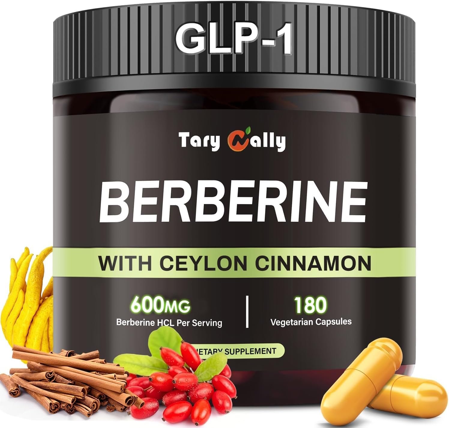 Liposomal GLP-1 Supplement Weight Loss - 600mg Berberine with Ceylon Cinnamon - Enhanced Absorption Formula for Healthy Glucose Metabolism & Metabolic Support - 180 Capsules (90 Days Supply)