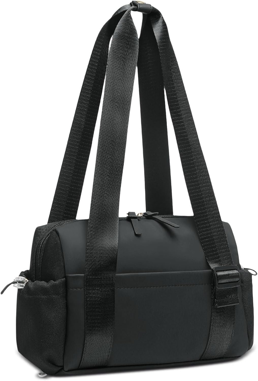 SUIKIHUM Mini Gym Bag for Women, Yoga Small Sports Bag for Women Girls, Waterproof PU Fitness Tote with Wet Compartment, Black